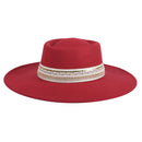 HAT2188 Blaze Multi Trim Wide Brim Fedora - MiMi Wholesale