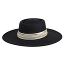 HAT2188 Blaze Multi Trim Wide Brim Fedora - MiMi Wholesale