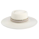 HAT2188 Blaze Multi Trim Wide Brim Fedora - MiMi Wholesale