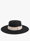 HAT2189 Stevie Boho Trim wide Brim Fedora - MiMi Wholesale