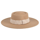 HAT2189 Stevie Boho Trim wide Brim Fedora - MiMi Wholesale