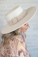 HAT2189 Stevie Boho Trim wide Brim Fedora - MiMi Wholesale
