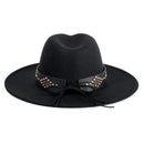 HAT2194 Glinda Grommet Trim Wide Brim Fedora - MiMi Wholesale