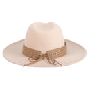 HAT2194 Glinda Grommet Trim Wide Brim Fedora - MiMi Wholesale