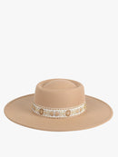 HAT2195 Ripley Floral Band Trim Wide Brim Fedora - MiMi Wholesale