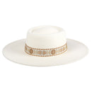 HAT2195 Ripley Floral Band Trim Wide Brim Fedora - MiMi Wholesale