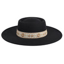 HAT2195 Ripley Floral Band Trim Wide Brim Fedora - MiMi Wholesale