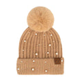 HAT4008 Naomi Pearl Embellished Pom Beanie - MiMi Wholesale