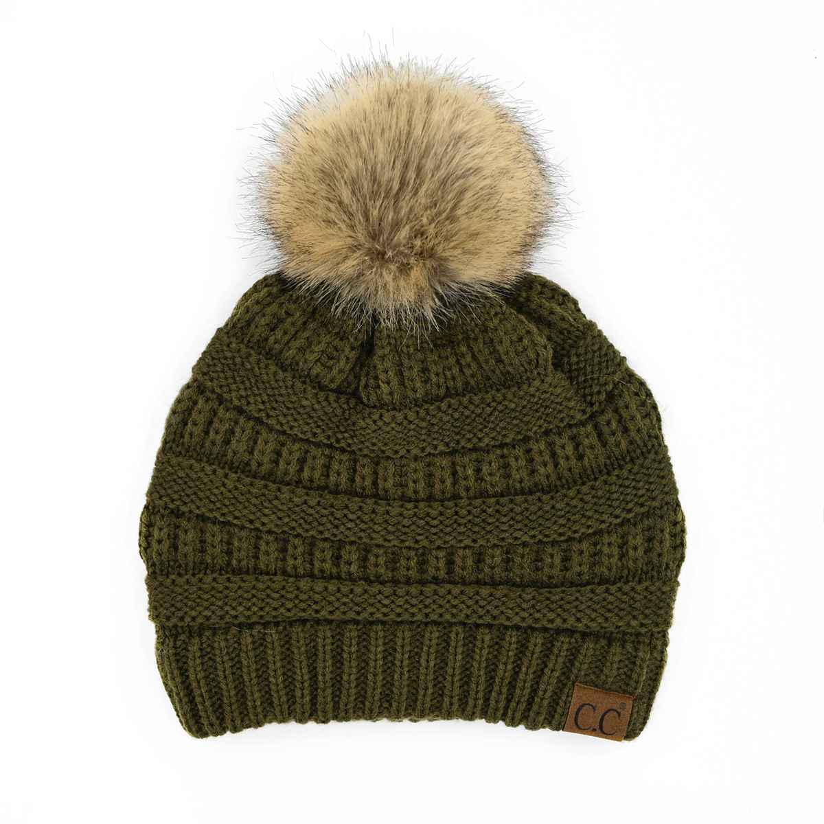 HAT43 Mia Knit Fur Pom Beanie - MiMi Wholesale
