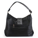 HB27101 Hobo Style Bag with Fold Over Faux Snakeskin Detail - MiMi Wholesale