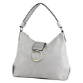 HB27101 Hobo Style Bag with Fold Over Faux Snakeskin Detail - MiMi Wholesale