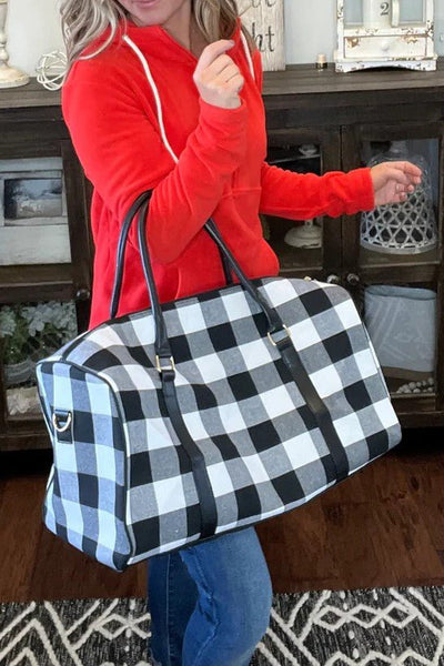 Buffalo plaid sales duffle bag