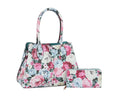 HG0130W Flower Printed 2-in-1 Satchel Handbag - MiMi Wholesale