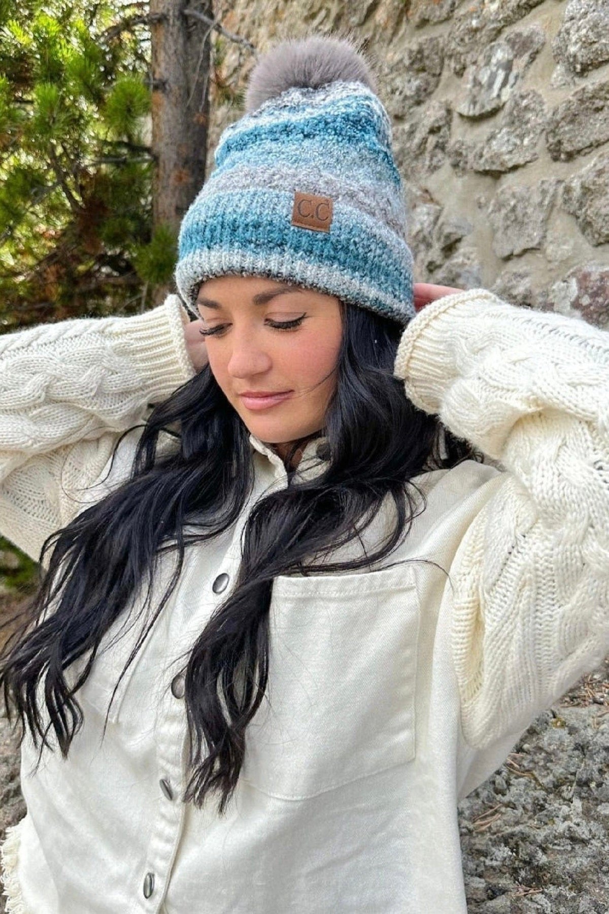 HTC0041 Luna Space Dye Pom Beanie - MiMi Wholesale