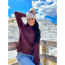 HTC0079 Darla Daisy Contrast Fur Pom Beanie - MiMi Wholesale