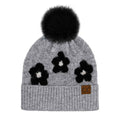 HTC0079 Darla Daisy Contrast Fur Pom Beanie - MiMi Wholesale