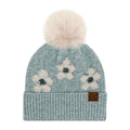 HTC0079 Darla Daisy Contrast Fur Pom Beanie - MiMi Wholesale