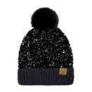 HTE0012 Scarlet Cluster Sequin Pom Beanie - MiMi Wholesale