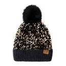 HTE0012 Scarlet Cluster Sequin Pom Beanie - MiMi Wholesale