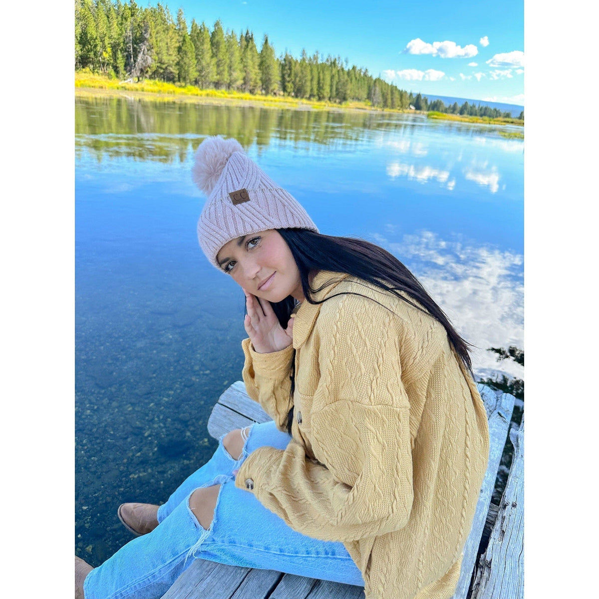 HTS0006 Grace Sequin Pom Beanie - MiMi Wholesale