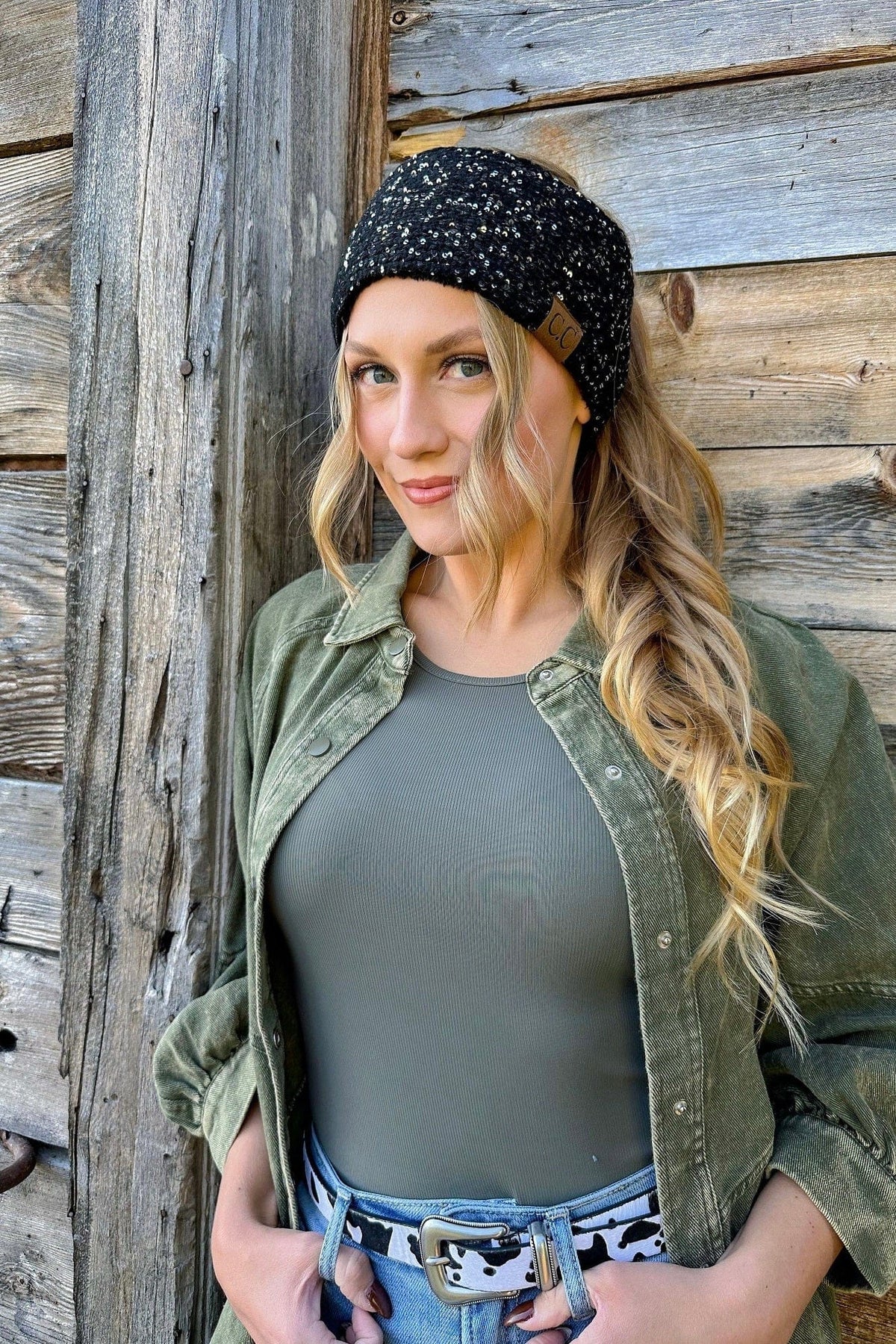 HWE0034 Michelle Fuzzy Lined Sequin Head Wrap - MiMi Wholesale