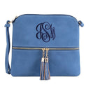 HY2038A Monogrammable Fashion Crossbody Bag With Tassel - MiMi Wholesale