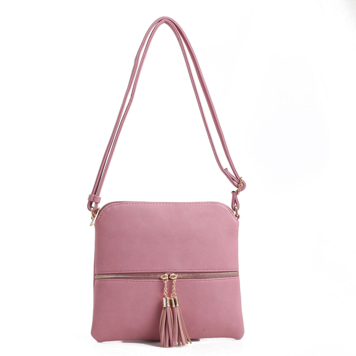 HY2038A Monogrammable Fashion Crossbody Bag With Tassel - MiMi Wholesale