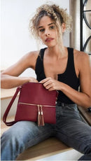 HY2038A Monogrammable Fashion Crossbody Bag With Tassel - MiMi Wholesale