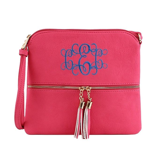 HY2038A Monogrammable Fashion Crossbody Bag With Tassel - MiMi Wholesale