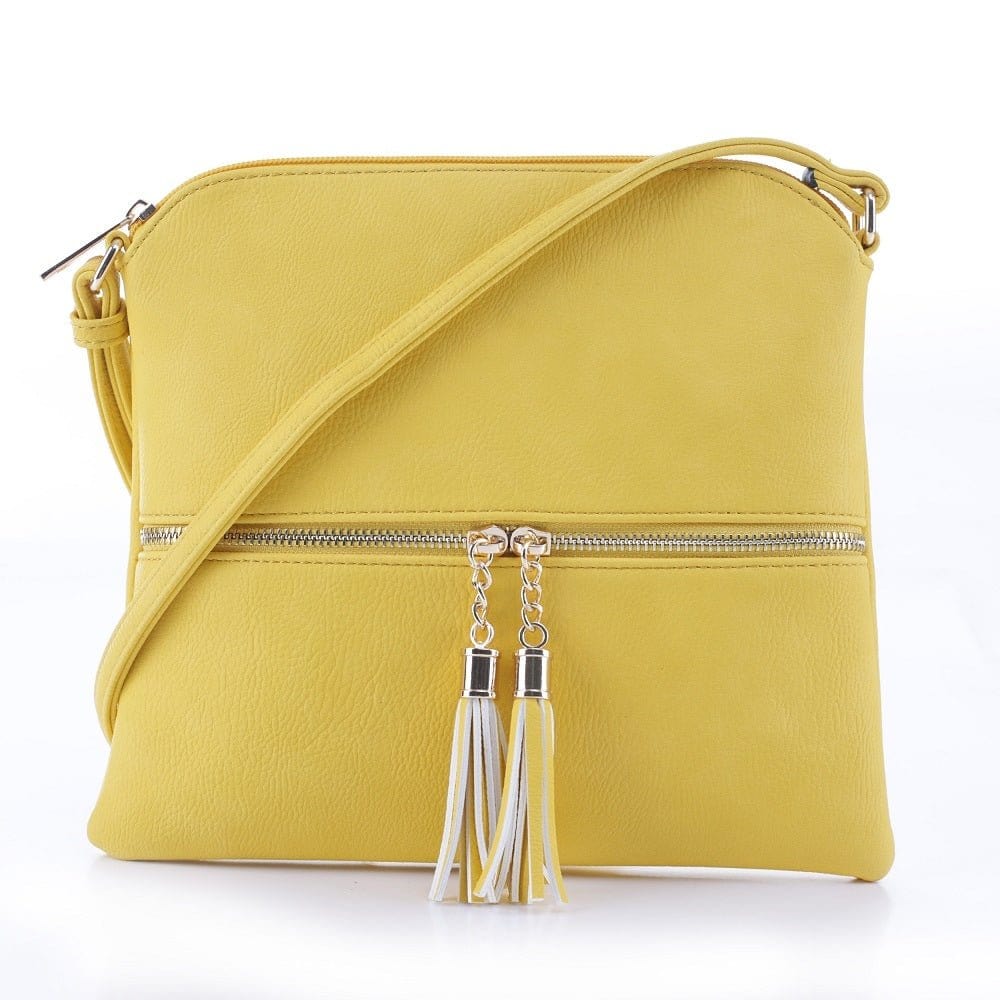 HY2038A Monogrammable Fashion Crossbody Bag With Tassel - MiMi Wholesale