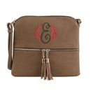 HY2038A Monogrammable Fashion Crossbody Bag With Tassel - MiMi Wholesale