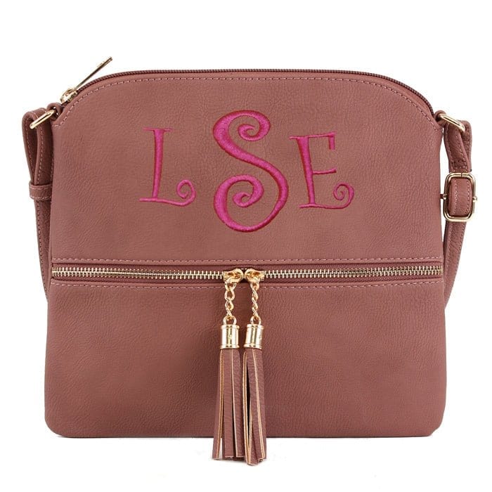HY2038A Monogrammable Fashion Crossbody Bag With Tassel - MiMi Wholesale