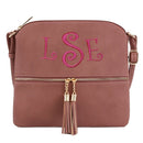 HY2038A Monogrammable Fashion Crossbody Bag With Tassel - MiMi Wholesale