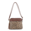 HY5314AL Leopard Front Pocket Dome Crossbody w/ Tassel - MiMi Wholesale