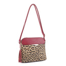 HY5314AL Leopard Front Pocket Dome Crossbody w/ Tassel - MiMi Wholesale