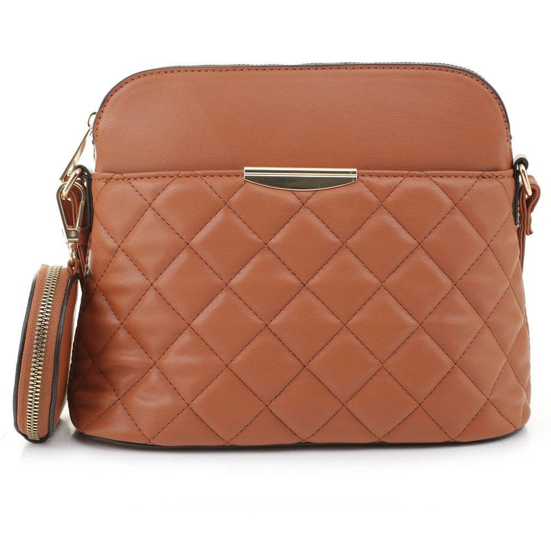 HY5314QS Quilted Front Dome Crossbody w/ Earbud Case - MiMi Wholesale