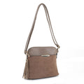 HY5314SU Suede Front Pocket Dome Crossbody w/ Tassel - MiMi Wholesale