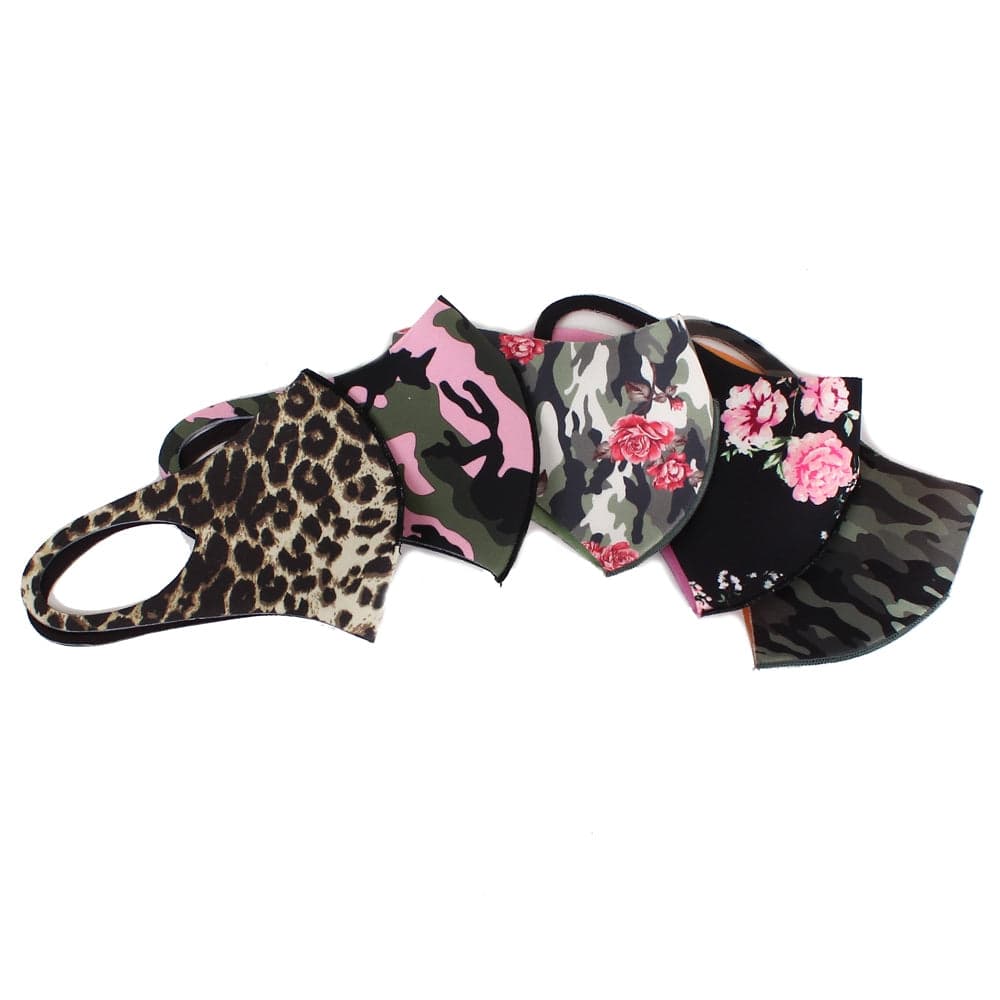FSMASK Reversible Assorted Floral & Camouflage Adult Fashion Face Mask 