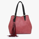 J1725 Bag-in-a-Bag Satchel w/ Tassel - MiMi Wholesale