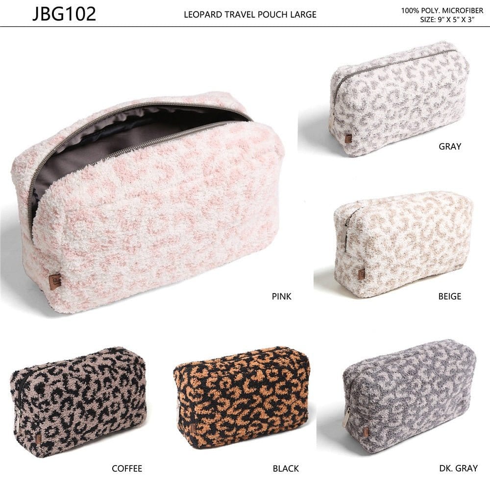 JBG102 Leopard Super Lux Microfiber Makeup Pouch - MiMi Wholesale