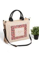 JBG210 Janine Patterned Straw Crossbody Tote - MiMi Wholesale