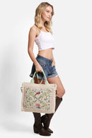 JBG210 Janine Patterned Straw Crossbody Tote - MiMi Wholesale