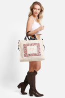 JBG210 Janine Patterned Straw Crossbody Tote - MiMi Wholesale