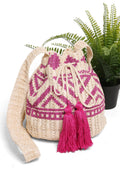 JBG211 Ariel Tribal Straw Crossbody Bucket Bag - MiMi Wholesale