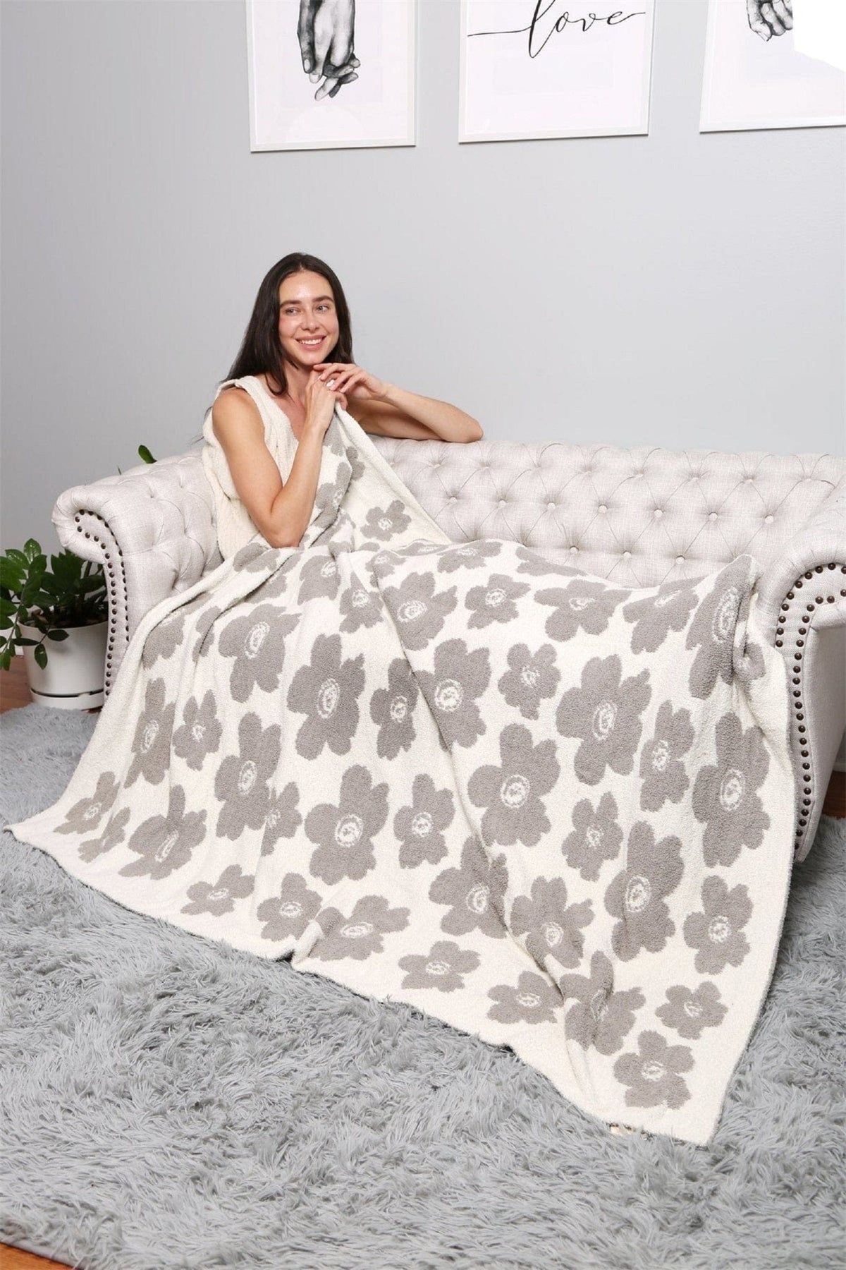 JCL2036 Flower Throw Blanket - MiMi Wholesale