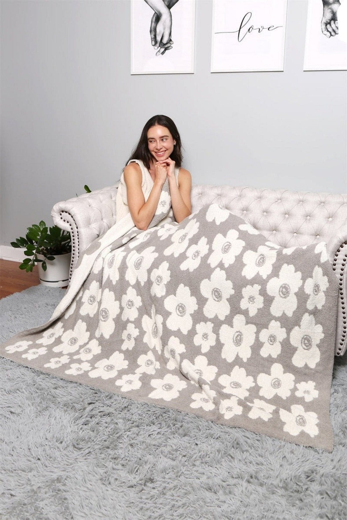JCL2036 Flower Throw Blanket - MiMi Wholesale