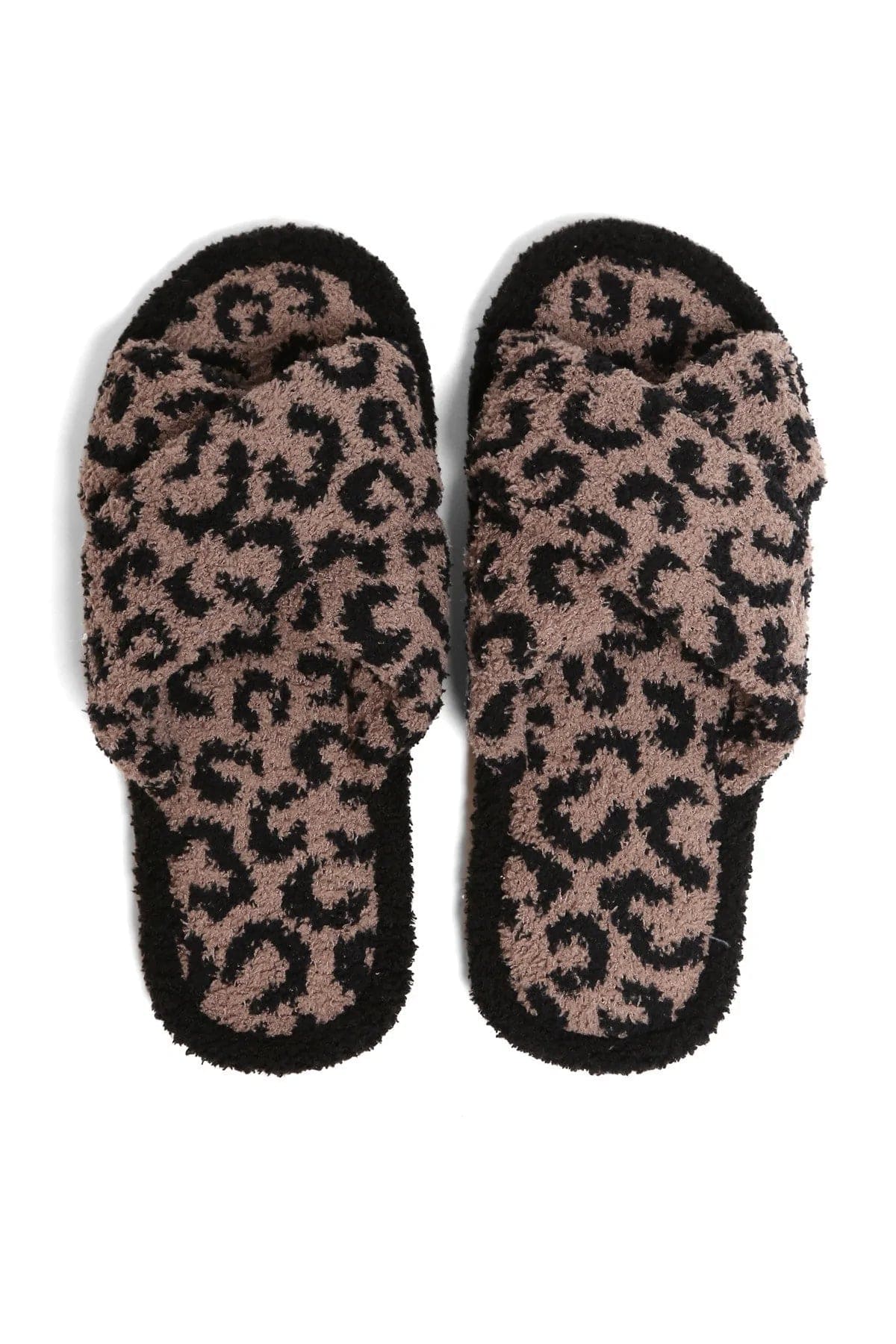 Ladies Slippers Avon Leopard Print Slippers Fuzzy Criss Cross