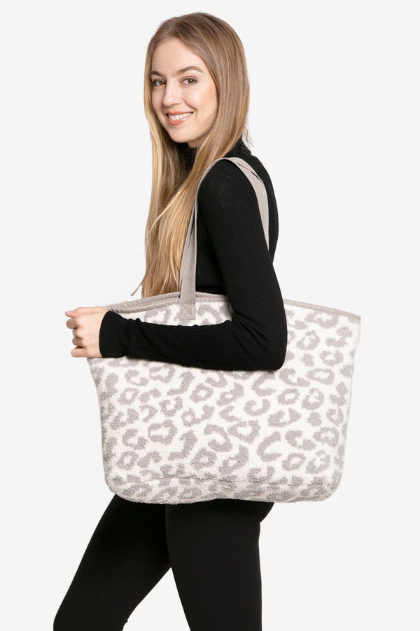 JCL2130 Leopard Super Lux Microfiber Tote - MiMi Wholesale