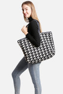 JCL2132 HOUNDSTOOTH Super Lux Microfiber Tote - MiMi Wholesale