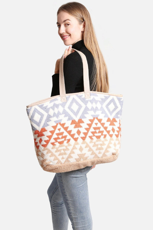 JCL2134 Boho Tribal Super Lux Microfiber Tote - MiMi Wholesale